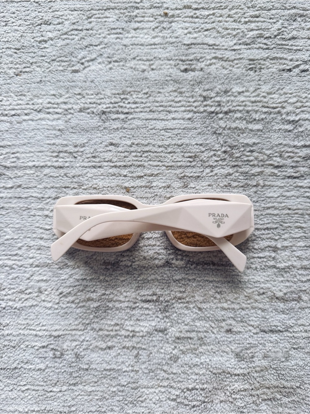Designer Inspo Cream Geometric Rectangular Sunglasses